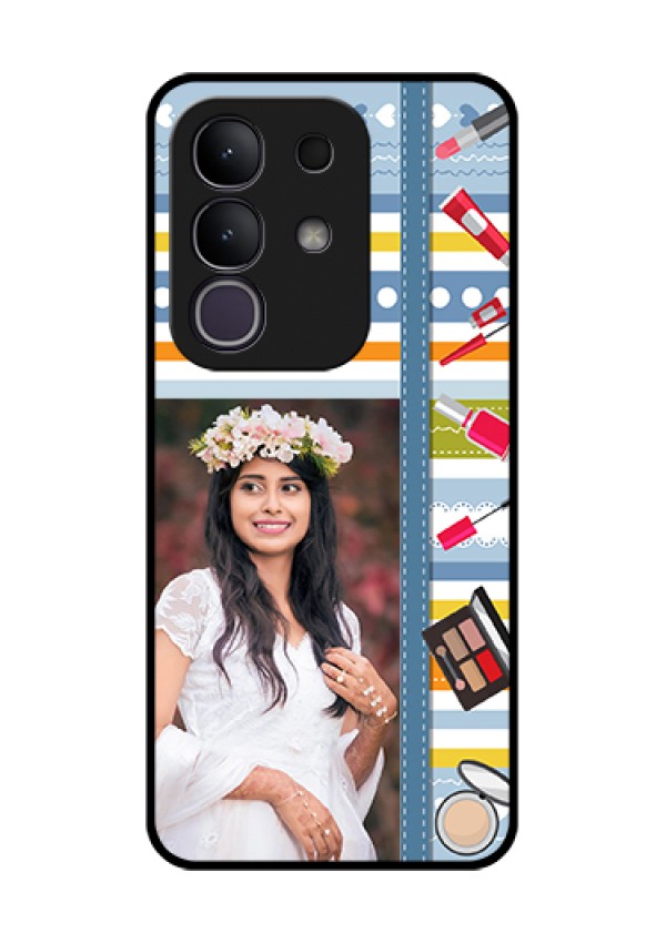 iQOO Z10x 5G Custom Glass Phone Case - Makeup Icons Design
