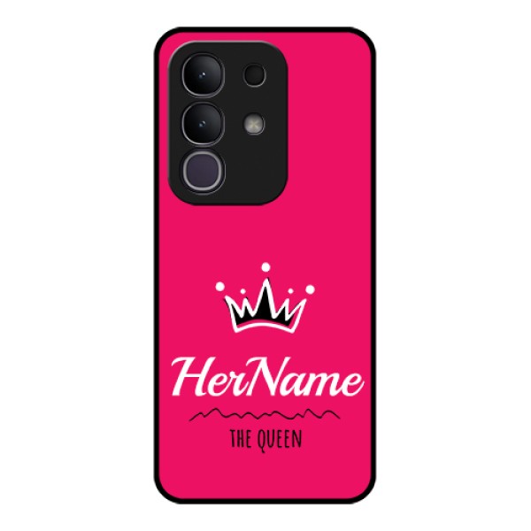 iQOO Z10x 5G Custom Glass Phone Case - Queen With Name Design iQOO Z10x 5G Custom Glass Phone Case - Queen With Name Design