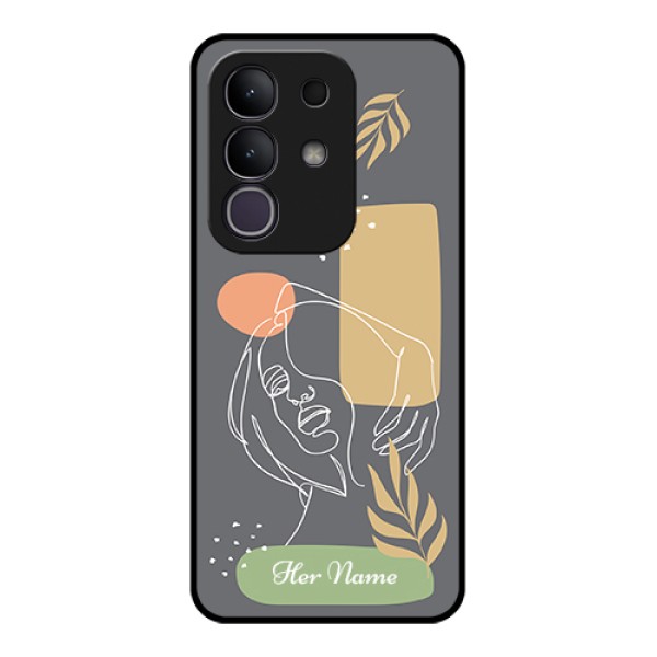 iQOO Z10x 5G Custom Glass Phone Case - Gazing Woman Line Art Design iQOO Z10x 5G Custom Glass Phone Case - Gazing Woman Line Art Design