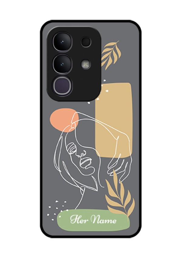 iQOO Z10x 5G Custom Glass Phone Case - Gazing Woman Line Art Design