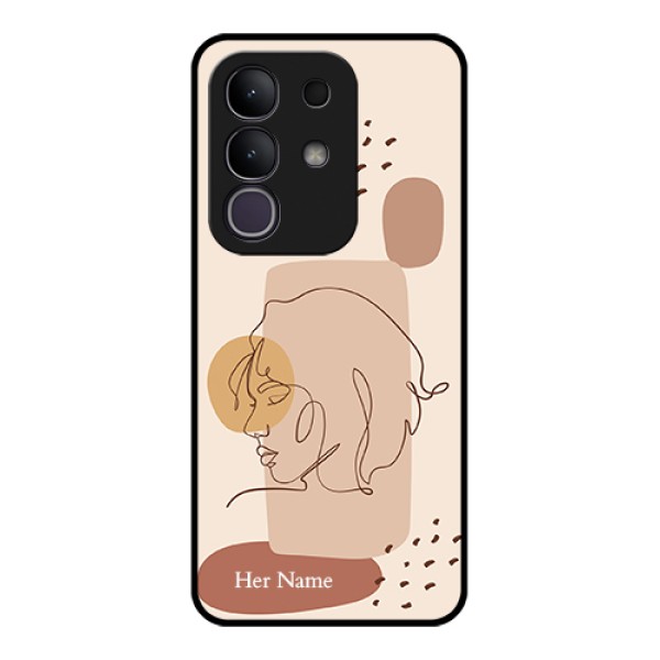 iQOO Z10x 5G Custom Glass Phone Case - Calm Woman Line Art Design iQOO Z10x 5G Custom Glass Phone Case - Calm Woman Line Art Design