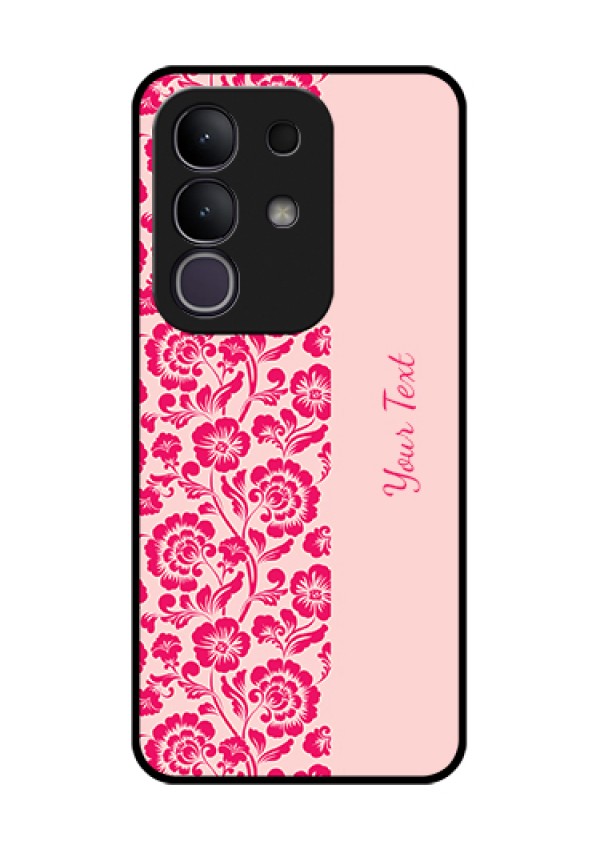 iQOO Z10x 5G Custom Glass Phone Case - Attractive Floral Pattern Design