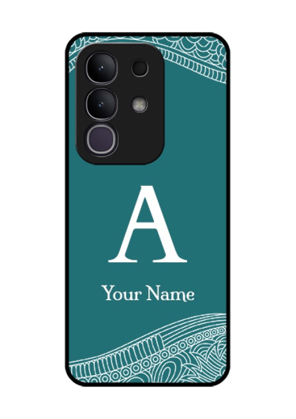 iQOO Z10x 5G Custom Glass Phone Case - Line Art Pattern With Custom Name Design
