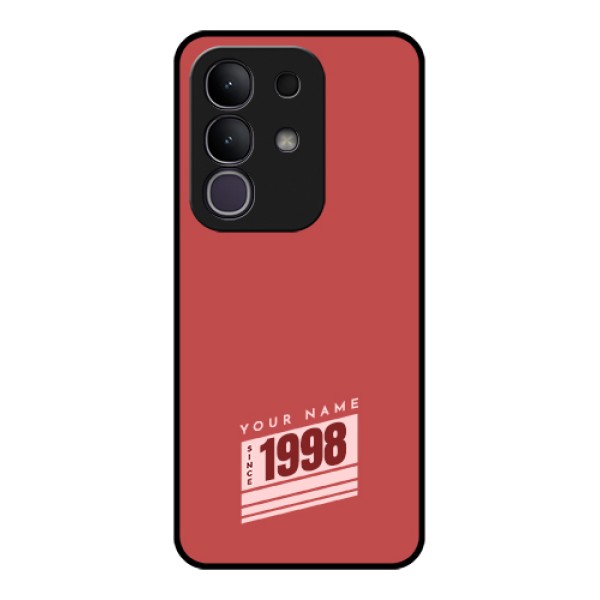 iQOO Z10x 5G Custom Glass Phone Case - Red Custom Year Of Birth Design