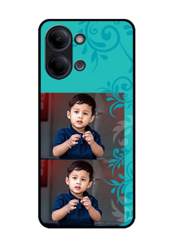 iQOO Z11 Lite 5G Custom Glass Phone Case - With Photo And Green Floral Design