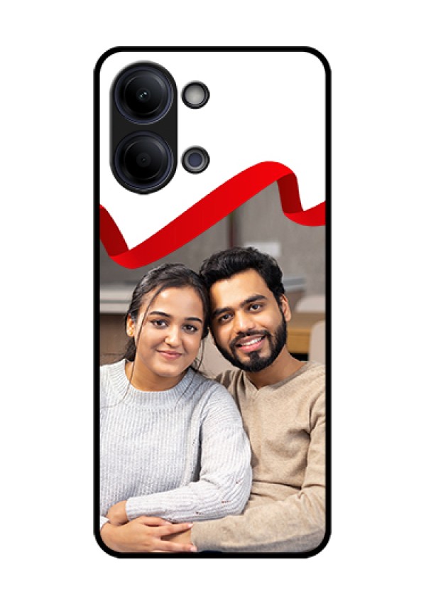 iQOO Z11 Lite 5G Custom Glass Phone Case - Red Ribbon Frame Design