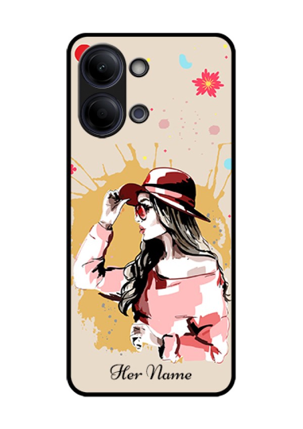 iQOO Z11 Lite 5G Custom Glass Phone Case - Women With Pink Hat Design