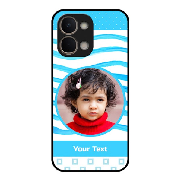 iQOO Z11x 5G Custom Glass Phone Case - Simple Blue Case Design