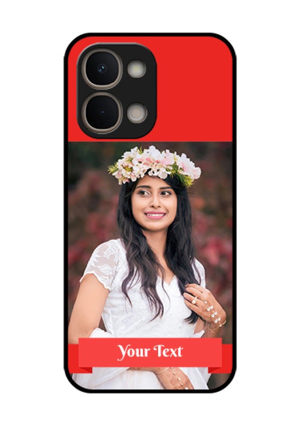iQOO Z11x 5G Custom Glass Phone Case - Simple Red Color Design
