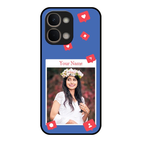 iQOO Z11x 5G Custom Glass Phone Case - Like Share And Comment Design