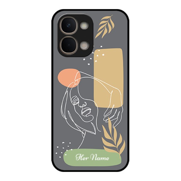 iQOO Z11x 5G Custom Glass Phone Case - Gazing Woman Line Art Design iQOO Z11x 5G Custom Glass Phone Case - Gazing Woman Line Art Design