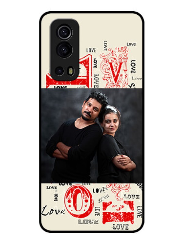 Custom iQOO Z3 5G Photo Printing on Glass Case - Trendy Love Design Case
