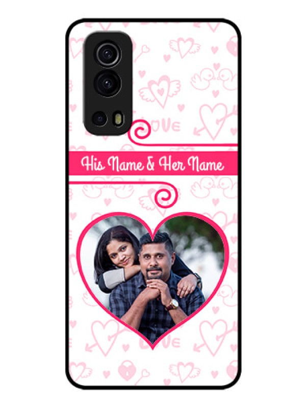 Custom iQOO Z3 5G Personalized Glass Phone Case - Heart Shape Love Design