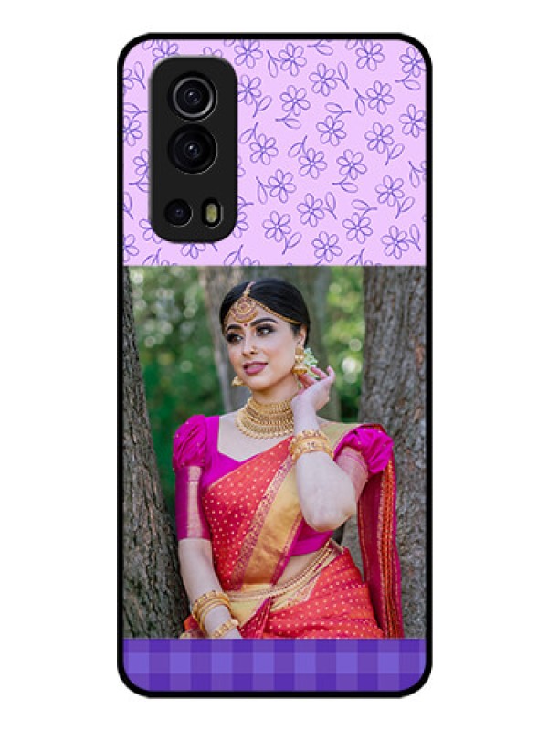Custom iQOO Z3 5G Custom Glass Phone Case - Purple Floral Design