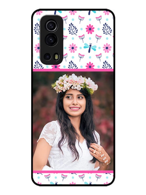 Custom iQOO Z3 5G Photo Printing on Glass Case - Colorful Flower Design