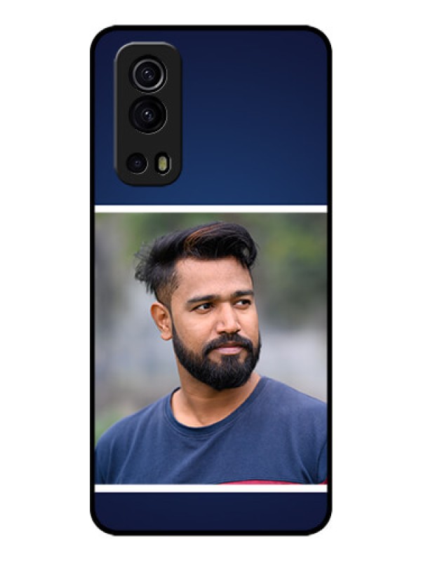 Custom iQOO Z3 5G Personalized Glass Phone Case - Simple Royal Blue Design