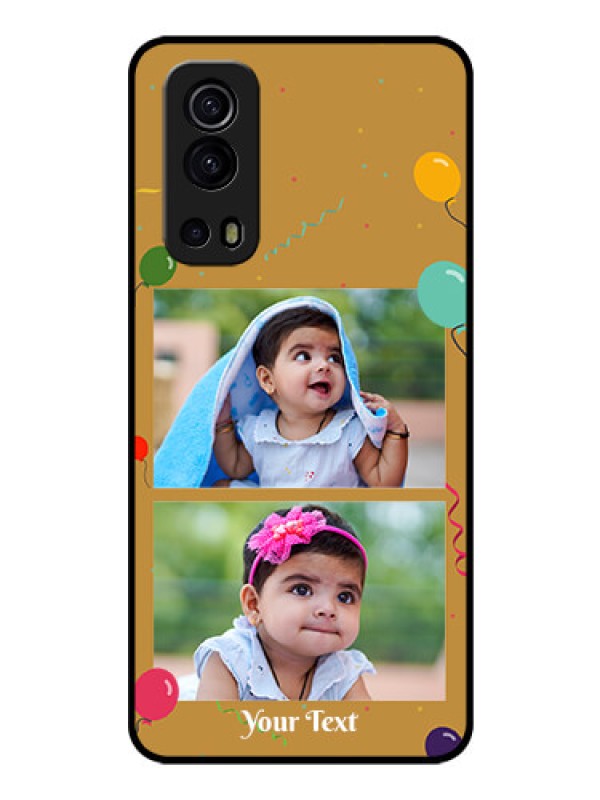Custom iQOO Z3 5G Personalized Glass Phone Case - Image Holder with Birthday Celebrations Design