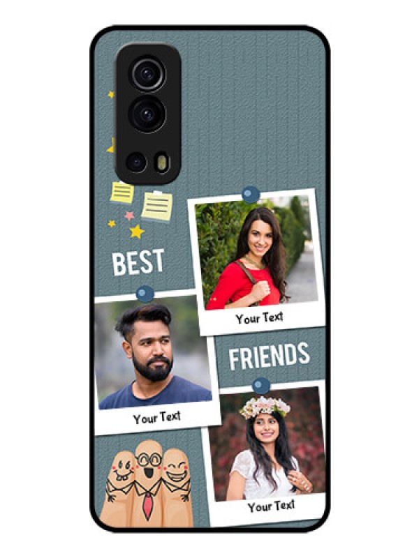 Custom iQOO Z3 5G Personalized Glass Phone Case - Sticky Frames and Friendship Design