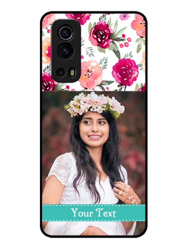 Custom iQOO Z3 5G Custom Glass Phone Case - Watercolor Floral Design