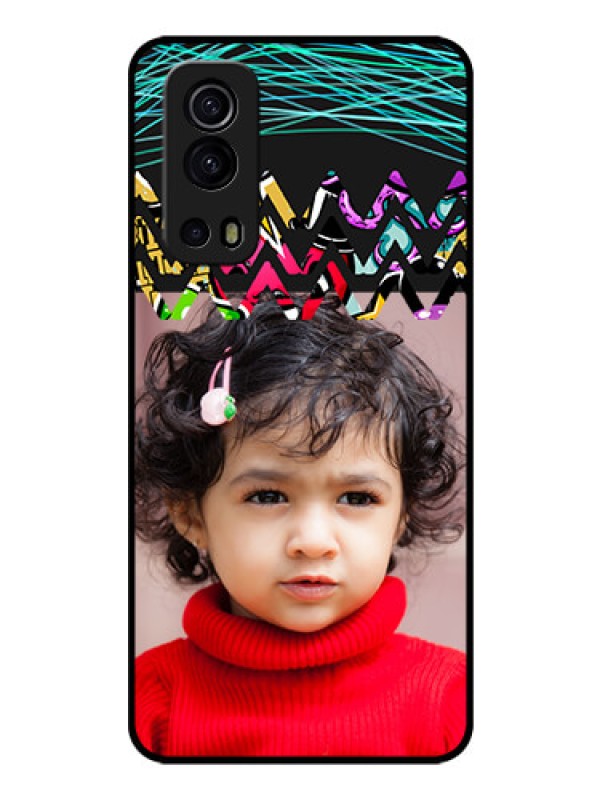 Custom iQOO Z3 5G Personalized Glass Phone Case - Neon Abstract Design