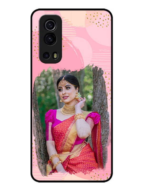 Custom iQOO Z3 5G Personalized Glass Phone Case - Gold Glitter Splash Design