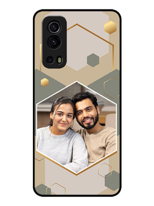 Custom iQOO Z3 5G Photo Printing on Glass Case - Stylish Hexagon Pattern Design