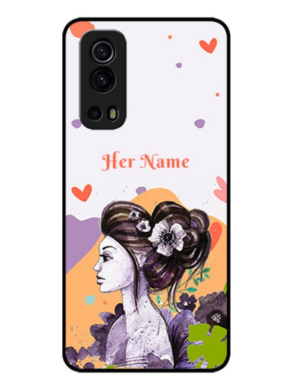 Custom iQOO Z3 5G Personalized Glass Phone Case - Woman And Nature Design