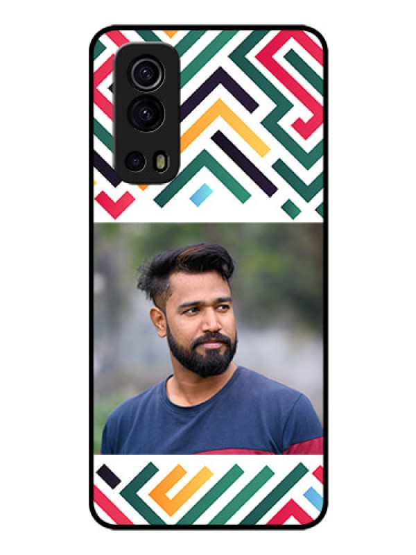 Custom iQOO Z3 5G Personalized Glass Phone Case - Colorful Maze Pattern Design