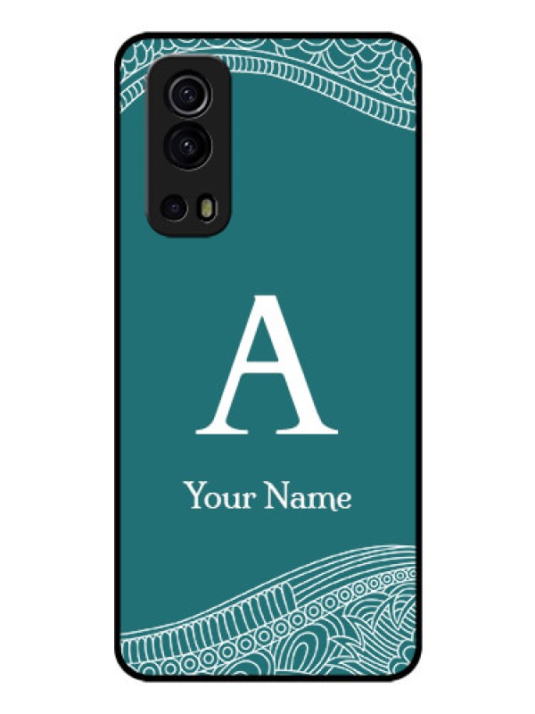 Custom iQOO Z3 5G Personalized Glass Phone Case - line art pattern with custom name Design