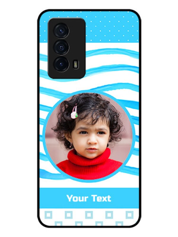 Custom iQOO Z5 5G Custom Glass Phone Case - Simple Blue Case Design