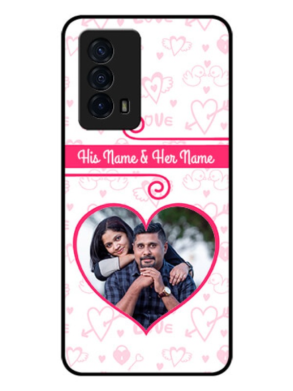 Custom iQOO Z5 5G Personalized Glass Phone Case - Heart Shape Love Design