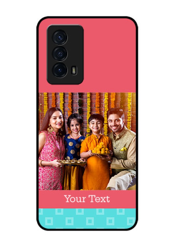 iQOO Z5 5G Personalized Glass Phone Case - Peach & Blue Color Design