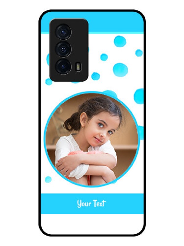 Custom iQOO Z5 5G Photo Printing on Glass Case - Blue Bubbles Pattern Design