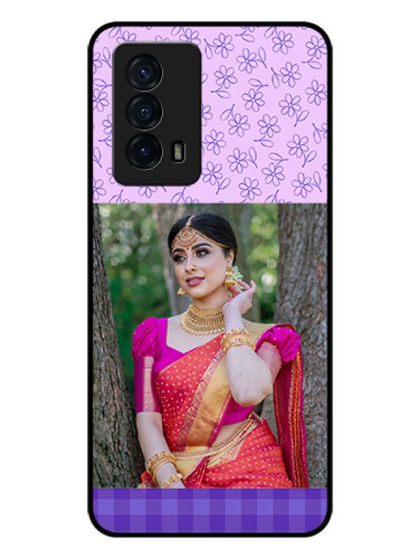 Custom iQOO Z5 5G Custom Glass Phone Case - Purple Floral Design