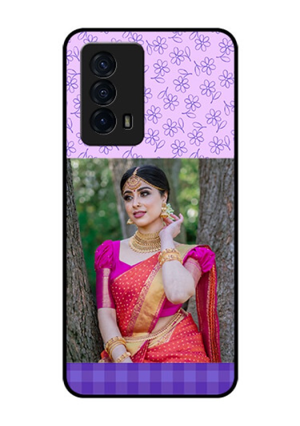 iQOO Z5 5G Custom Glass Phone Case - Purple Floral Design