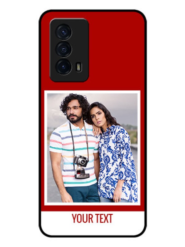Custom iQOO Z5 5G Personalized Glass Phone Case - Simple Red Color Design