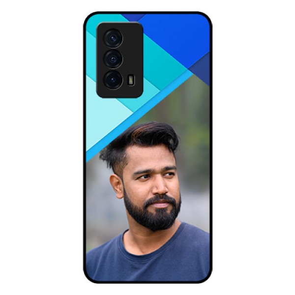 iQOO Z5 5G Custom Glass Phone Case - Blue Pattern Design