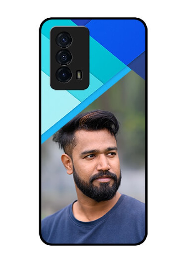 iQOO Z5 5G Custom Glass Phone Case - Blue Pattern Design