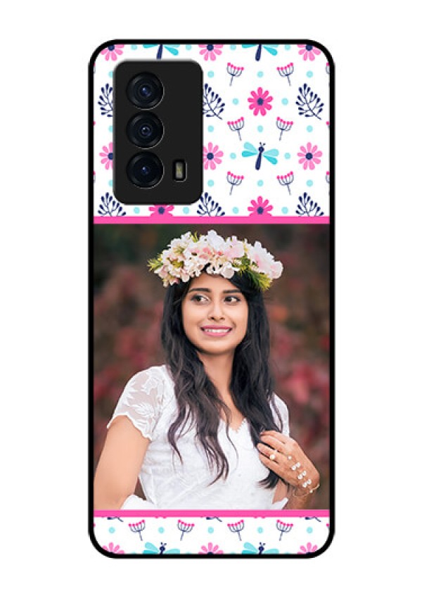 iQOO Z5 5G Photo Printing on Glass Case - Colorful Flower Design