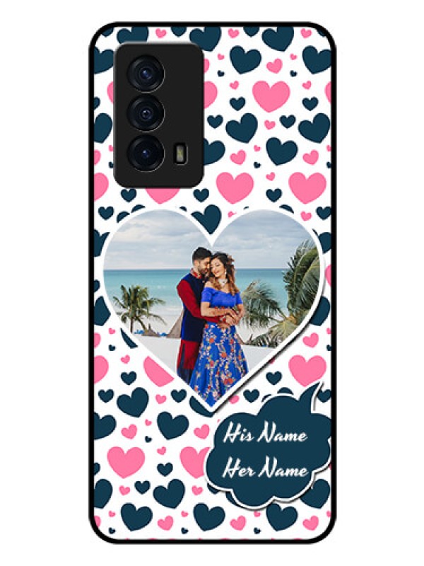 Custom iQOO Z5 5G Custom Glass Phone Case - Pink & Blue Heart Design