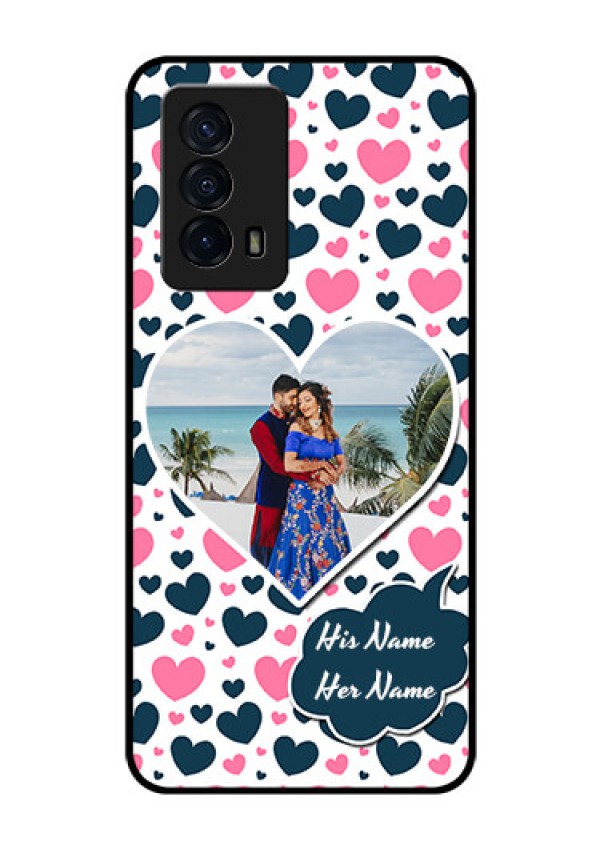iQOO Z5 5G Custom Glass Phone Case - Pink & Blue Heart Design