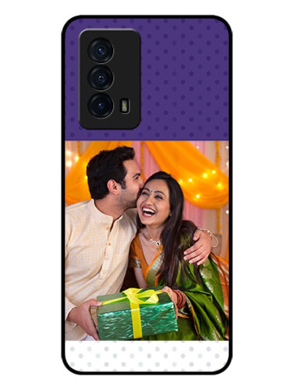 Custom iQOO Z5 5G Personalized Glass Phone Case - Violet Pattern Design
