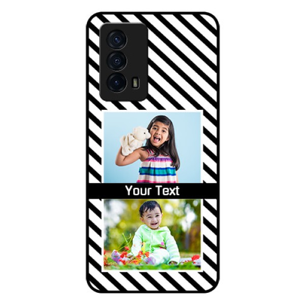 iQOO Z5 5G Photo Printing on Glass Case - Black And White Stripes Design