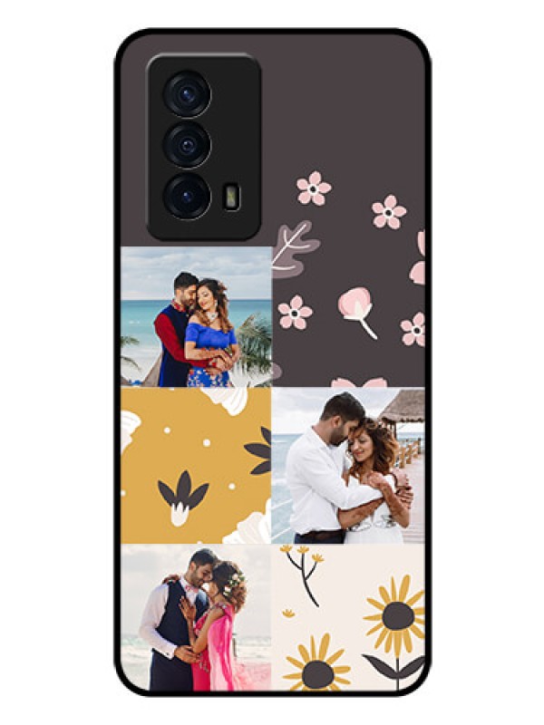 Custom iQOO Z5 5G Photo Printing on Glass Case - 3 Images with Floral Design