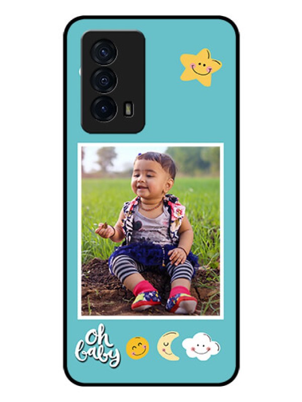 Custom iQOO Z5 5G Personalized Glass Phone Case - Smiley Kids Stars Design