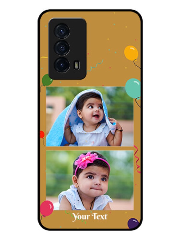 Custom iQOO Z5 5G Personalized Glass Phone Case - Image Holder with Birthday Celebrations Design