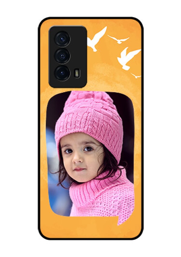 iQOO Z5 5G Personalized Glass Phone Case - Water Color Design with Bird Icons