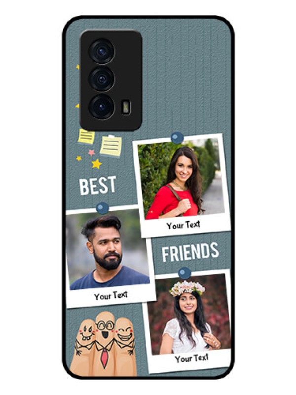 Custom iQOO Z5 5G Personalized Glass Phone Case - Sticky Frames and Friendship Design
