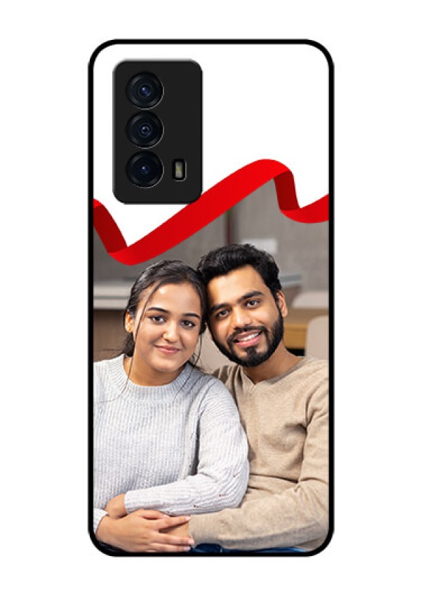 iQOO Z5 5G Photo Printing on Glass Case - Red Ribbon Frame Design