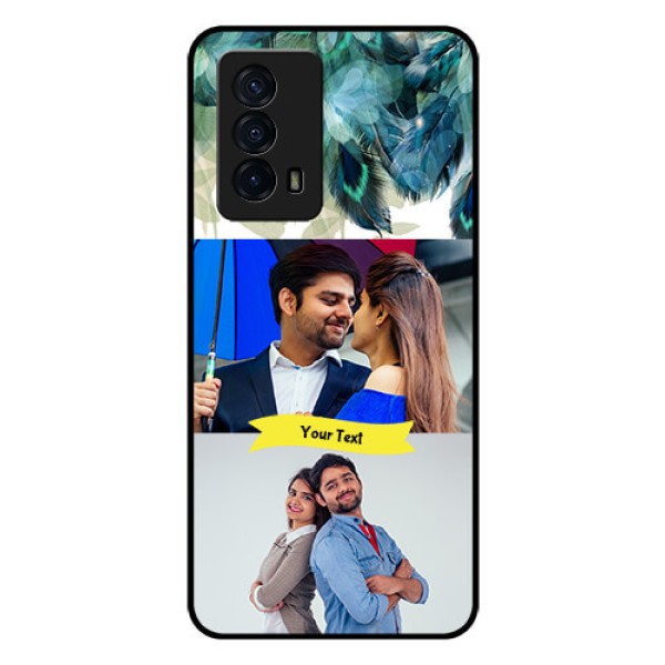 iQOO Z5 5G Personalized Glass Phone Case - Image with Boho Peacock Feather Design